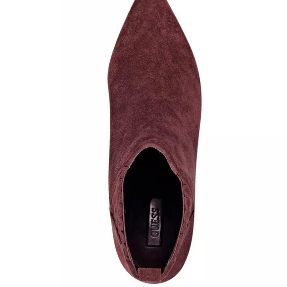 $135 Guess Women’s Safarri Chelsea Leather Booties Dark Red Suede - Picture 4 of 4